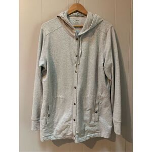 L.L. Bean Women's Gray Sweatshirt Drawstring Cinch Waist Hooded 295257 XL